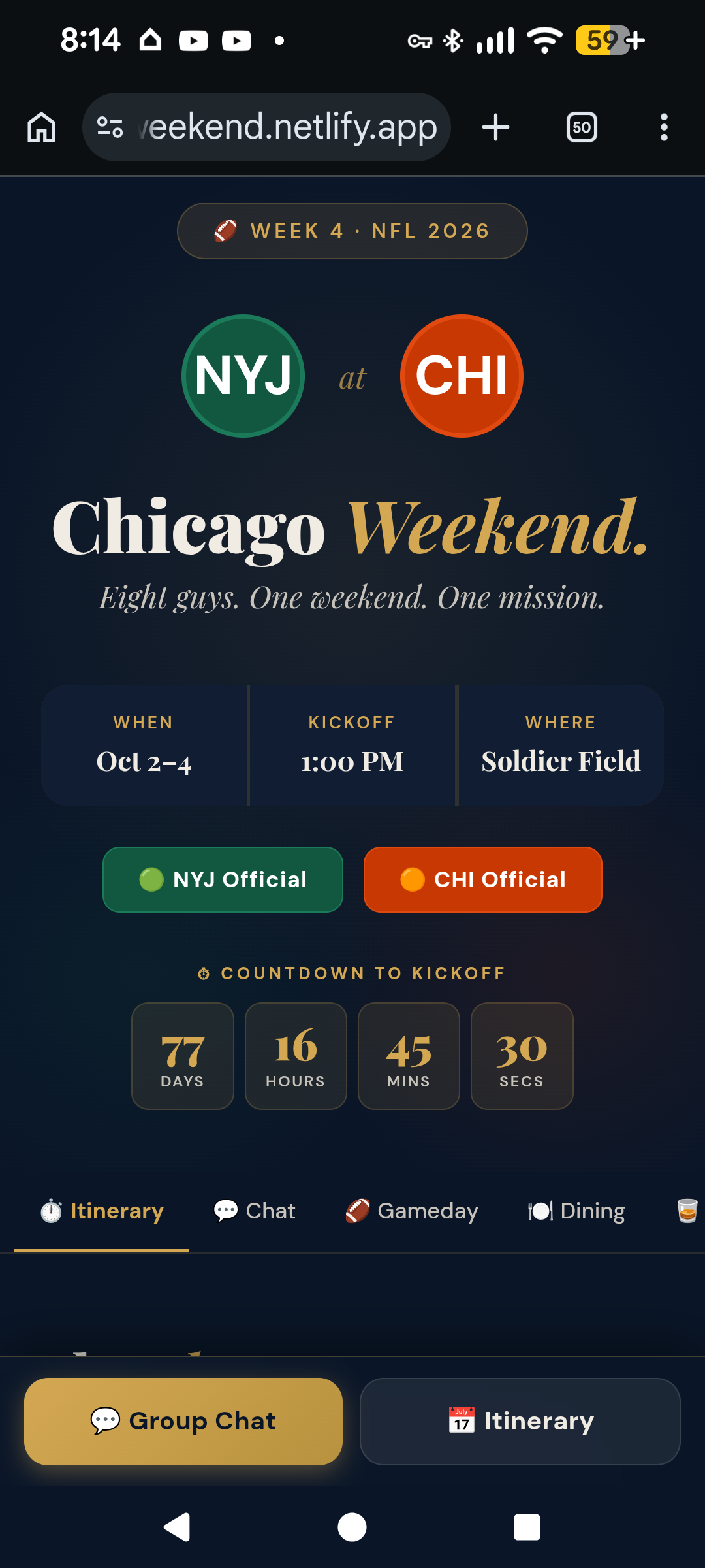 Jets × Bears Weekend preview